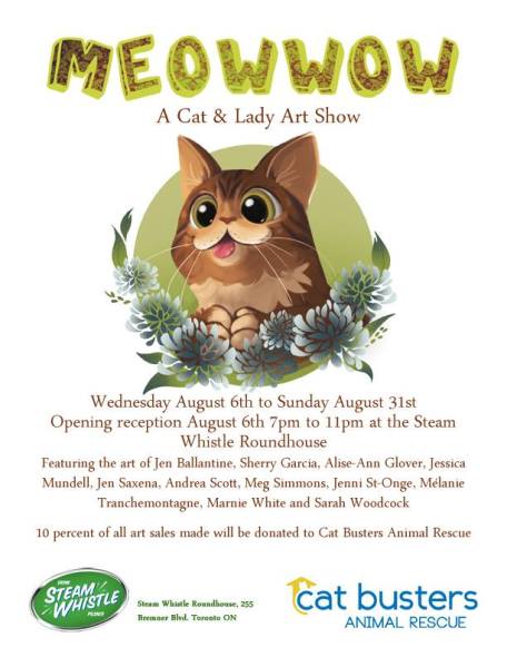 Steam Whistle Brewing, Cats, Cat Art Show, Meow Wow a cat and lady art show, Toronto, Cat busters, cat rescue, Adoption