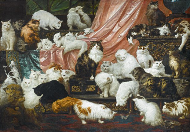 Cats in Art, My Wife's Lovers, Cat paintings, Carl Kahler, Ultimate Cat Painting, Crazy cat Lady, cat portraits, Mrs Kate Johnson, America’s greatest cat enthusiast, 19th Century European Art, Sotheby's Auction house, Fine Art, 
