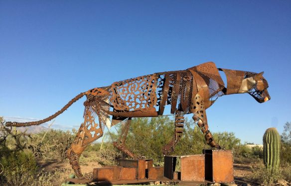 Jaguar, big cats, Arizona, Mexico, endangered species, mexico border wall, Sky Island Alliance, Northern Jaguar Project, Macho B, Corazon, Patricia Frederick, Art, Sculpture, Metal Sculpture, Cats in art, Wildlife, conservation,