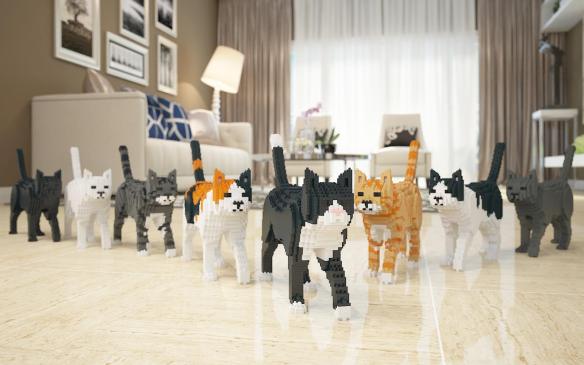 Lego, cats, cat sculpture, Lego for adults, JEKA, cats in art, cat lovers, home decor, assembly required,